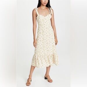 Tuckernuck || O.P.T. Toile de Jouy Midi Dress Floral‎ Tie Shoulder Cream Small